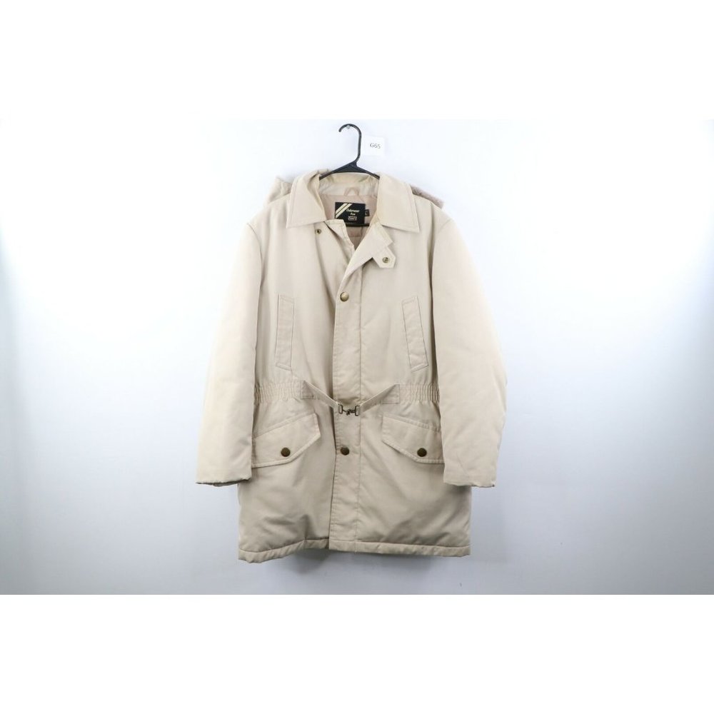 Vintage 70s Rockabilly Down Fill Belted Hooded Winter Puffer Parka Jacket